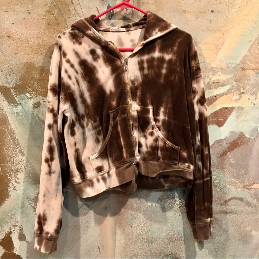 ALLEN ALLEN  Womens Brown & White Tie Dye Jacket M